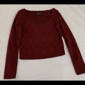 Burgundy mid crop long sleeve